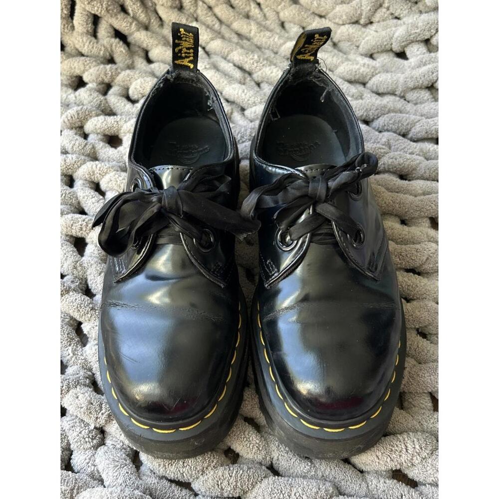Dr Martens Holly Max Platform Sz 8 Black Leather Women Combat Shoes RARE PUNK - Picture 5 of 12